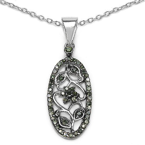 0.22 Carat Genuine Green Diamond .925 Sterling Silver Pendant - Pendants - Custom Crafting Alliance, LLC