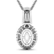 0.22 Carat Genuine White Diamond 14K White Gold Semi Mount Pendant - holds 9x7mm Oval Gemstone - Pendants - Custom Crafting Alliance, LLC