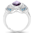 3.06 Carat Genuine Amethyst and London Blue Topaz .925 Sterling Silver Ring