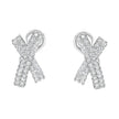 14K White Gold 2.0 Cttw Round-Brilliant Cut Diamond Domed X Shaped Omega Back Stud Earrings (H-I Color, I1-I2 Clarity)
