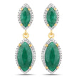 4.21 Carat Dyed Emerald and White Diamond .925 Sterling Silver Earrings
