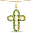 14K Yellow Gold Plated 3.11 Carat Genuine Ethiopian Opal and Chrome Diopside .925 Sterling Silver Pendant