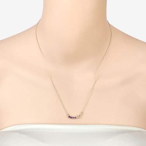 0.24 Carat Genuine Amethyst .925 Sterling Silver Necklace - Necklaces - Custom Crafting Alliance, LLC