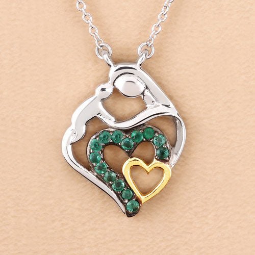 0.24 Carat Genuine Emerald .925 Sterling Silver Pendant - Pendants - Custom Crafting Alliance, LLC