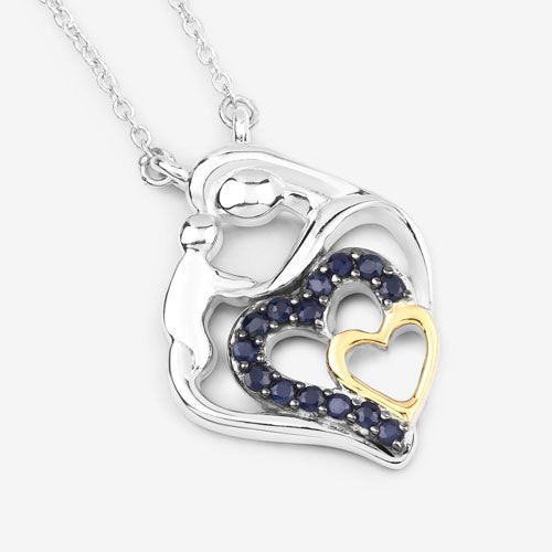 0.28 Carat Genuine Blue Sapphire .925 Sterling Silver Pendant - Pendants - Custom Crafting Alliance, LLC