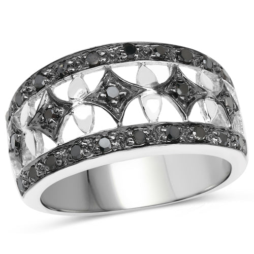 0.29 Carat Genuine Black Diamond .925 Sterling Silver Ring - Rings - Custom Crafting Alliance, LLC