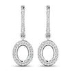 0.32 Carat Genuine White Diamond 14K White Gold Semi Mount Earrings - holds 8x6mm Oval Gemstones - Earrings - Custom Crafting Alliance, LLC