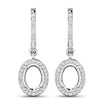 0.32 Carat Genuine White Diamond 14K White Gold Semi Mount Earrings - holds 8x6mm Oval Gemstones - Earrings - Custom Crafting Alliance, LLC