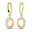 0.32 Carat Genuine White Diamond 14K Yellow Gold Semi Mount Earrings - holds 8x6mm Oval Gemstones - Earrings - Custom Crafting Alliance, LLC