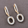 0.32 Carat Genuine White Diamond 14K Yellow Gold Semi Mount Earrings - holds 8x6mm Oval Gemstones - Earrings - Custom Crafting Alliance, LLC