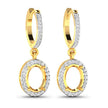 0.32 Carat Genuine White Diamond 14K Yellow Gold Semi Mount Earrings - holds 8x6mm Oval Gemstones - Earrings - Custom Crafting Alliance, LLC