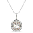 14k White And Rose Gold Cushion Shape Halo Diamond Pendant (1/2 cttw)
