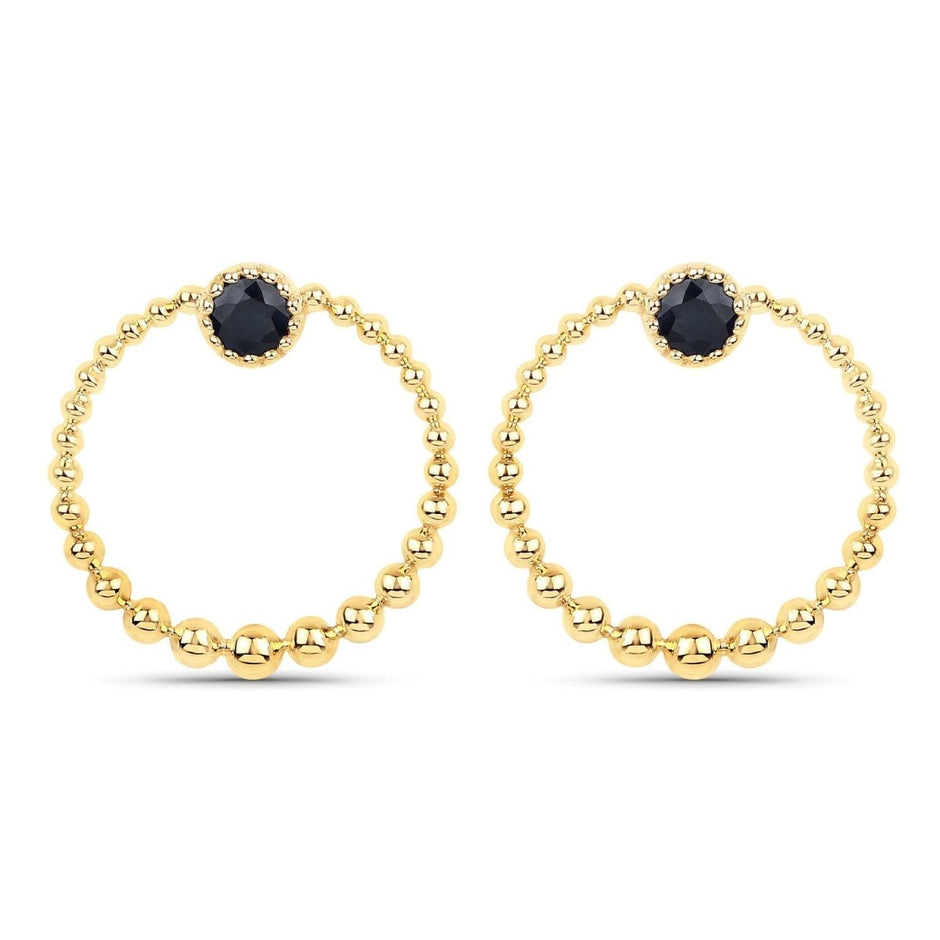 0.38 Carat Genuine Blue Sapphire and White Diamond 10K Yellow Gold Earrings - Earrings - Custom Crafting Alliance, LLC