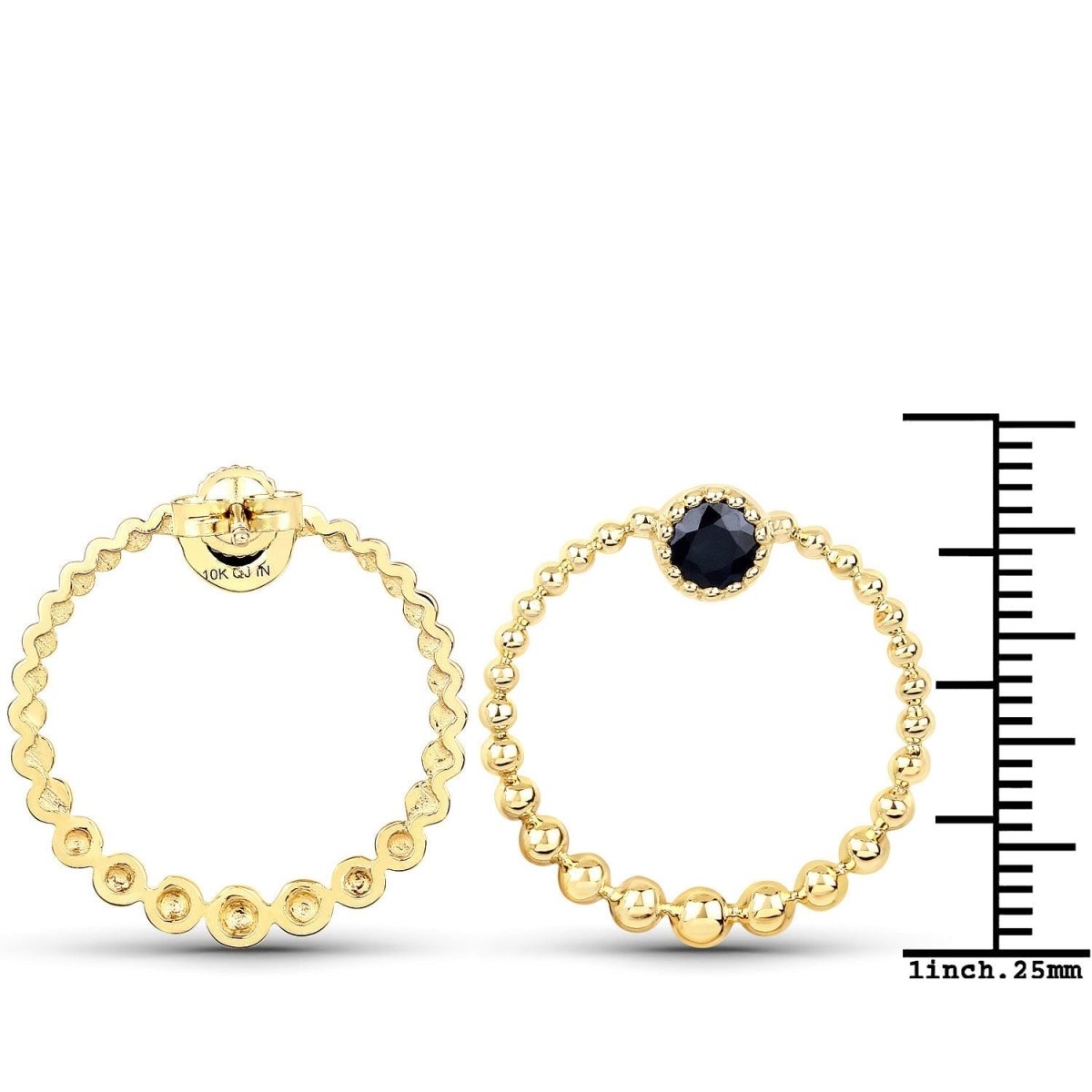 0.38 Carat Genuine Blue Sapphire and White Diamond 10K Yellow Gold Earrings - Earrings - Custom Crafting Alliance, LLC