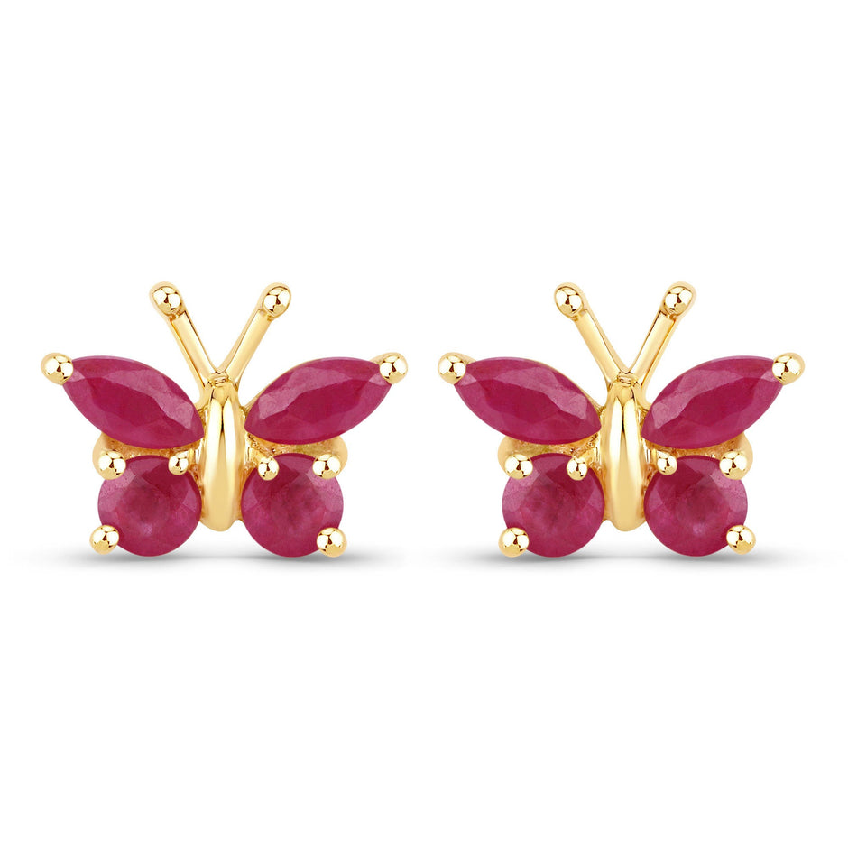 0.63 Carat Genuine Ruby .925 Sterling Silver Earrings
