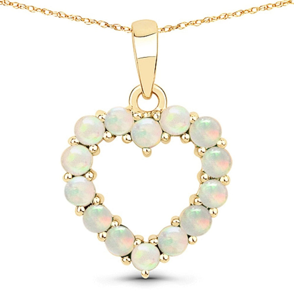 0.42 Carat Genuine Ethiopian Opal 10K Yellow Gold Pendant - Pendants - Custom Crafting Alliance, LLC