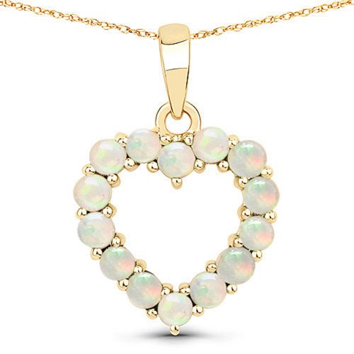 0.42 Carat Genuine Ethiopian Opal 10K Yellow Gold Pendant - Pendants - Custom Crafting Alliance, LLC
