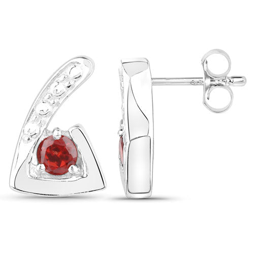 0.44 Carat Genuine Garnet .925 Sterling Silver Earrings - Earrings - Custom Crafting Alliance, LLC