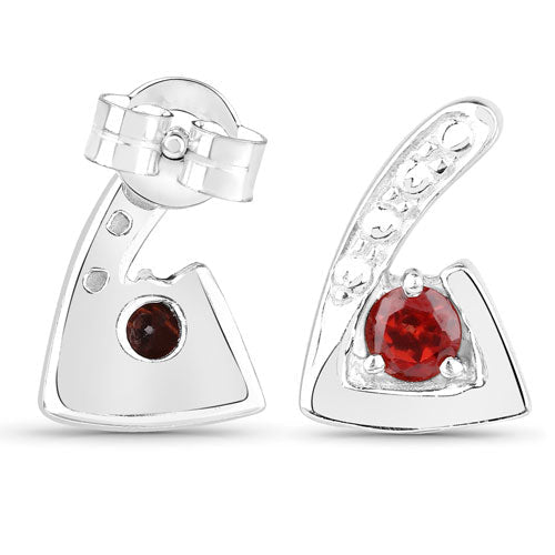 0.44 Carat Genuine Garnet .925 Sterling Silver Earrings - Earrings - Custom Crafting Alliance, LLC