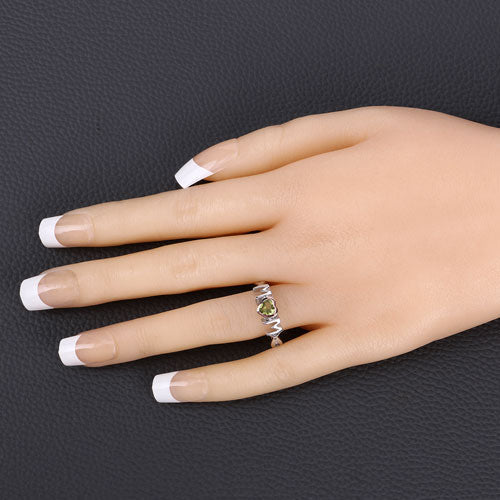 0.44 Carat Genuine Peridot .925 Sterling Silver Ring - Rings - Custom Crafting Alliance, LLC