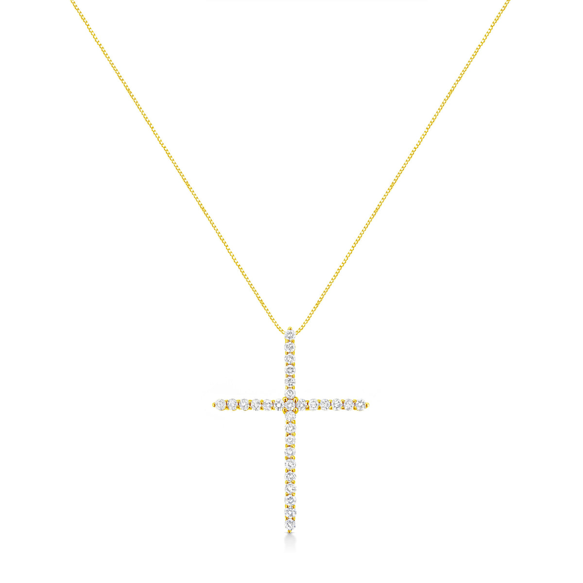 10K Yellow Gold Plated .925 Sterling Silver 3.0 Cttw Prong-Set Round Brilliant Cut Diamond Cross 18