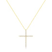 10K Yellow Gold Plated .925 Sterling Silver 3.0 Cttw Prong-Set Round Brilliant Cut Diamond Cross 18