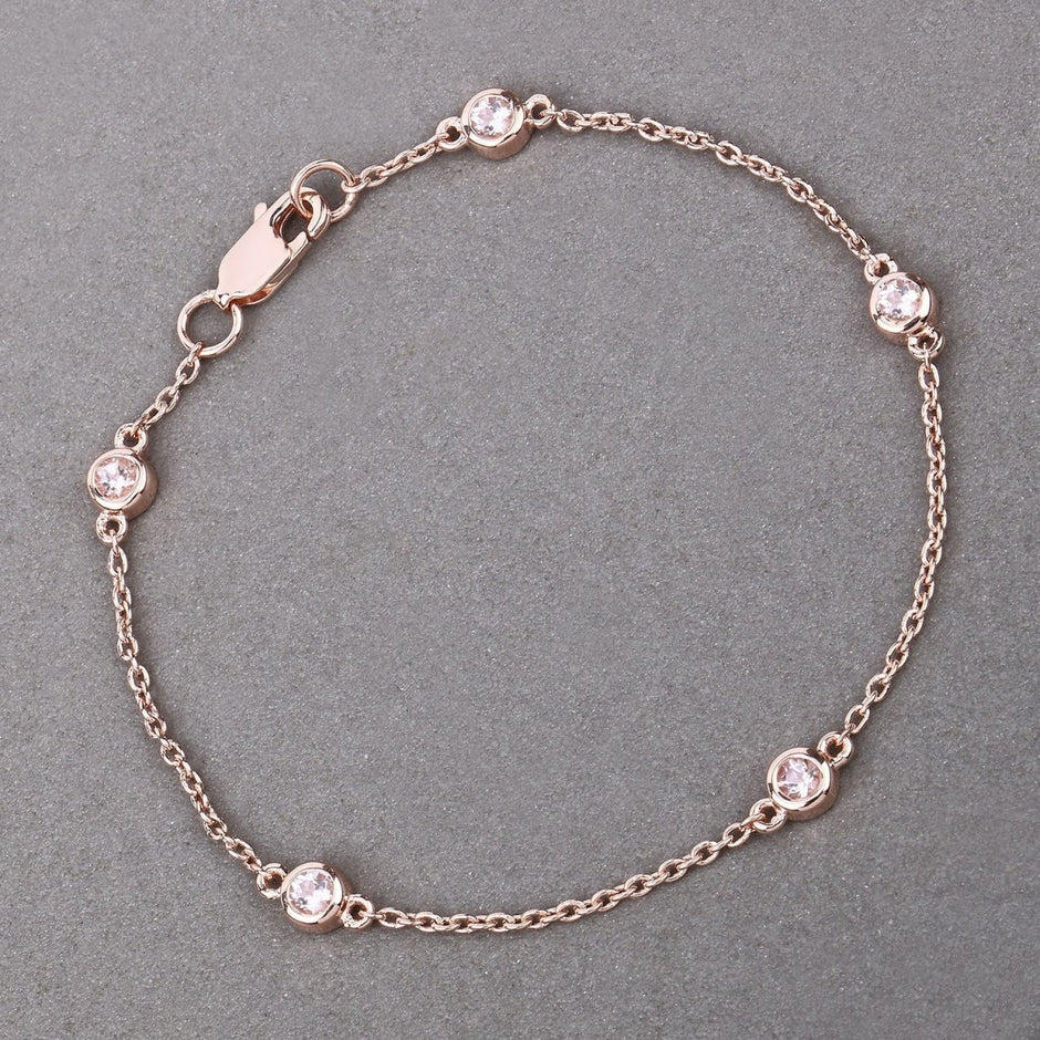 0.45 Carat Genuine Morganite .925 Sterling Silver Bracelet - Bracelets - Custom Crafting Alliance, LLC