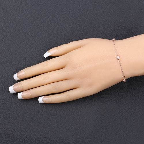 0.45 Carat Genuine Morganite .925 Sterling Silver Bracelet - Bracelets - Custom Crafting Alliance, LLC