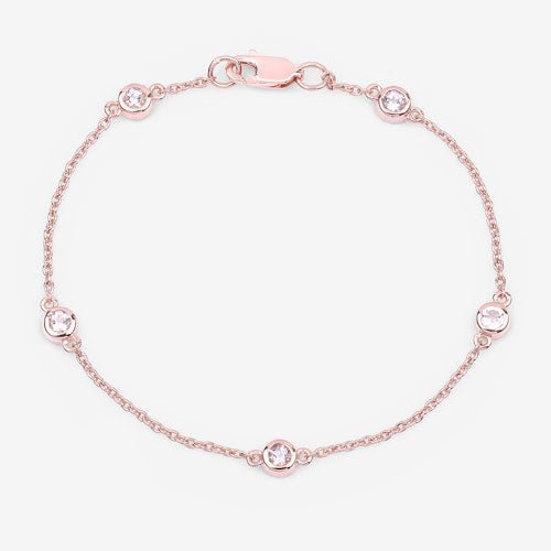 0.45 Carat Genuine Morganite .925 Sterling Silver Bracelet - Bracelets - Custom Crafting Alliance, LLC