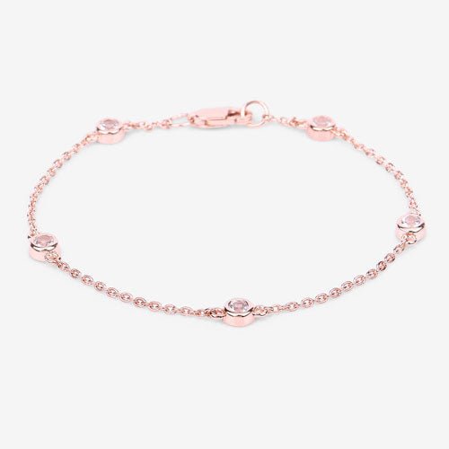 0.45 Carat Genuine Morganite .925 Sterling Silver Bracelet - Bracelets - Custom Crafting Alliance, LLC