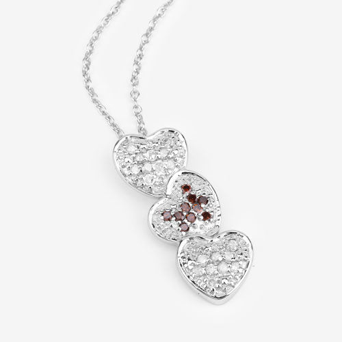 0.45 Carat Genuine Red Diamond and White Diamond .925 Sterling Silver Pendant - Pendants - Custom Crafting Alliance, LLC