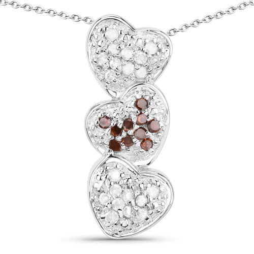 0.45 Carat Genuine Red Diamond and White Diamond .925 Sterling Silver Pendant - Pendants - Custom Crafting Alliance, LLC