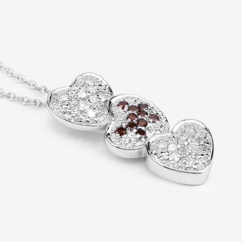 0.45 Carat Genuine Red Diamond and White Diamond .925 Sterling Silver Pendant - Pendants - Custom Crafting Alliance, LLC