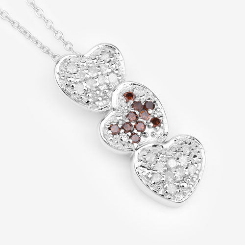 0.45 Carat Genuine Red Diamond and White Diamond .925 Sterling Silver Pendant - Pendants - Custom Crafting Alliance, LLC