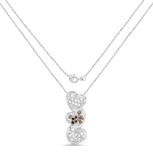 0.45 Carat Genuine Red Diamond and White Diamond .925 Sterling Silver Pendant - Pendants - Custom Crafting Alliance, LLC