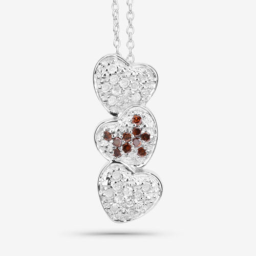 0.45 Carat Genuine Red Diamond and White Diamond .925 Sterling Silver Pendant - Pendants - Custom Crafting Alliance, LLC