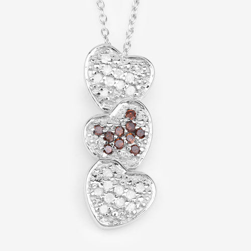 0.45 Carat Genuine Red Diamond and White Diamond .925 Sterling Silver Pendant - Pendants - Custom Crafting Alliance, LLC