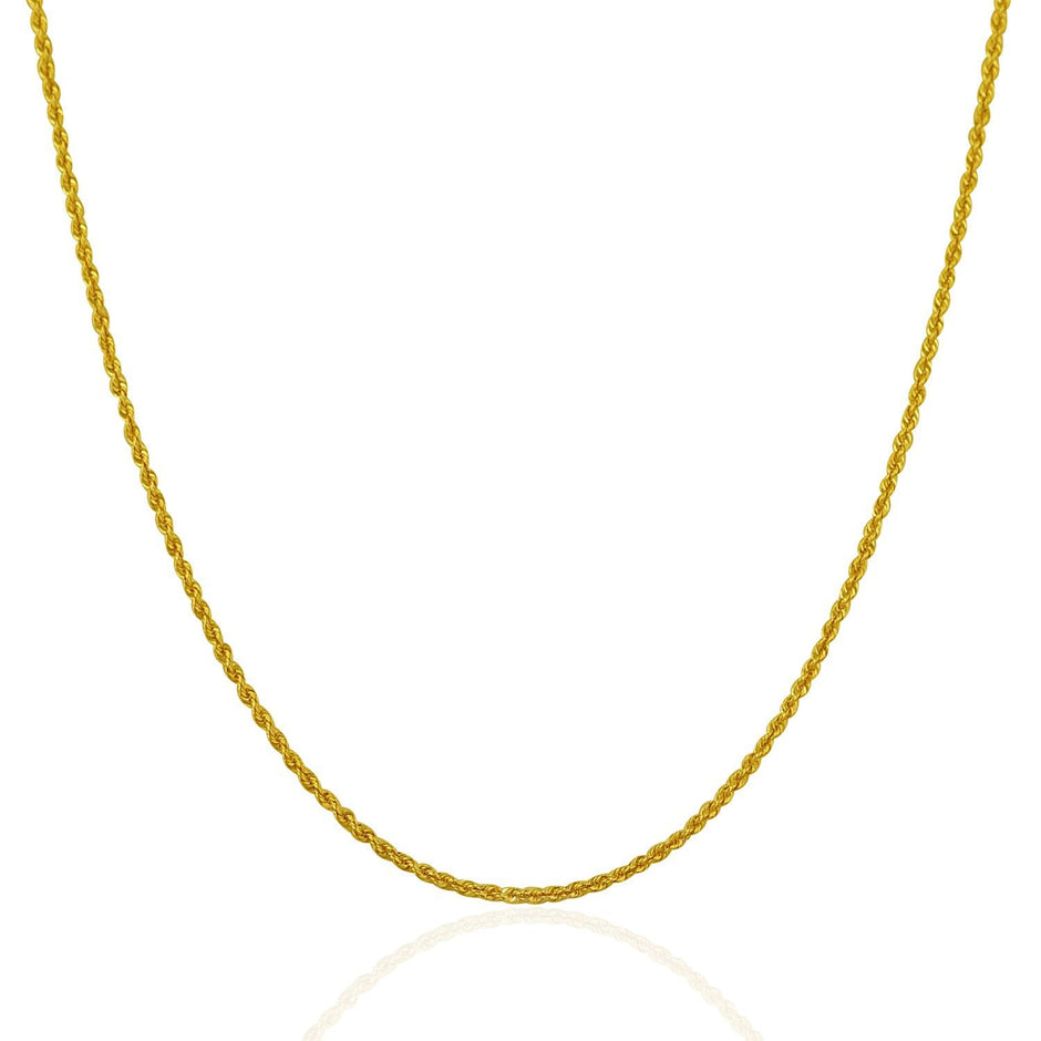 14k Yellow Gold Solid Rope Chain 1.25mm