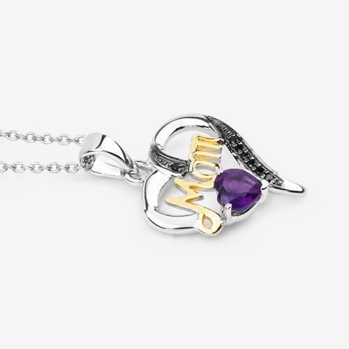 0.48 Carat Genuine Amethyst and Black Spinel .925 Sterling Silver Pendant - Pendants - Custom Crafting Alliance, LLC