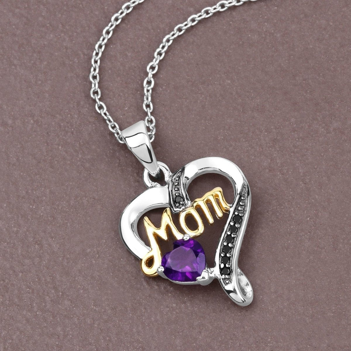 0.48 Carat Genuine Amethyst and Black Spinel .925 Sterling Silver Pendant - Pendants - Custom Crafting Alliance, LLC
