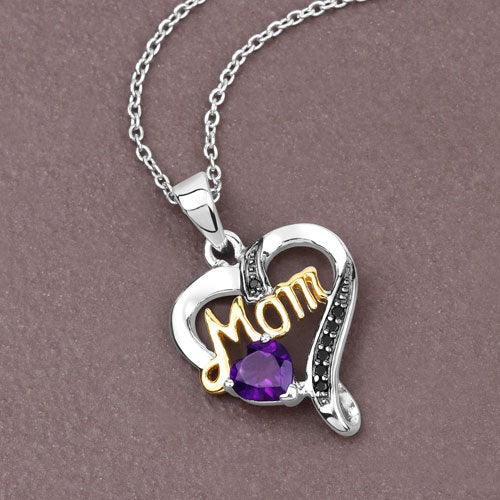 0.48 Carat Genuine Amethyst and Black Spinel .925 Sterling Silver Pendant - Pendants - Custom Crafting Alliance, LLC