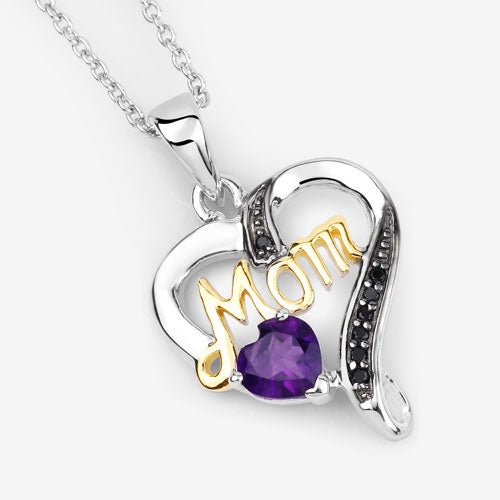 0.48 Carat Genuine Amethyst and Black Spinel .925 Sterling Silver Pendant - Pendants - Custom Crafting Alliance, LLC