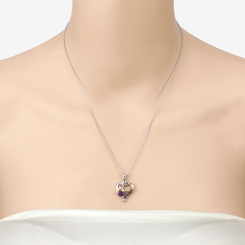 0.48 Carat Genuine Amethyst and Black Spinel .925 Sterling Silver Pendant - Pendants - Custom Crafting Alliance, LLC