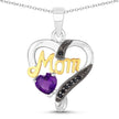 0.48 Carat Genuine Amethyst and Black Spinel .925 Sterling Silver Pendant - Pendants - Custom Crafting Alliance, LLC