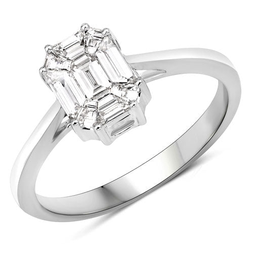 0.48 Carat Genuine White Diamond 18K White Gold Ring - Rings - Custom Crafting Alliance, LLC