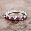 0.69 Carat Genuine Ruby and White Topaz .925 Sterling Silver Ring