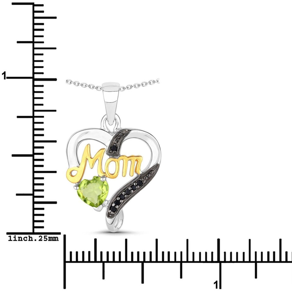 0.49 Carat Genuine Peridot and Black Spinel .925 Sterling Silver Pendant - Pendants - Custom Crafting Alliance, LLC