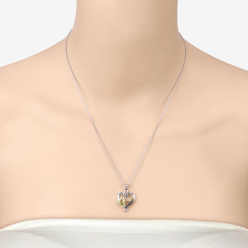 0.49 Carat Genuine Peridot and Black Spinel .925 Sterling Silver Pendant - Pendants - Custom Crafting Alliance, LLC