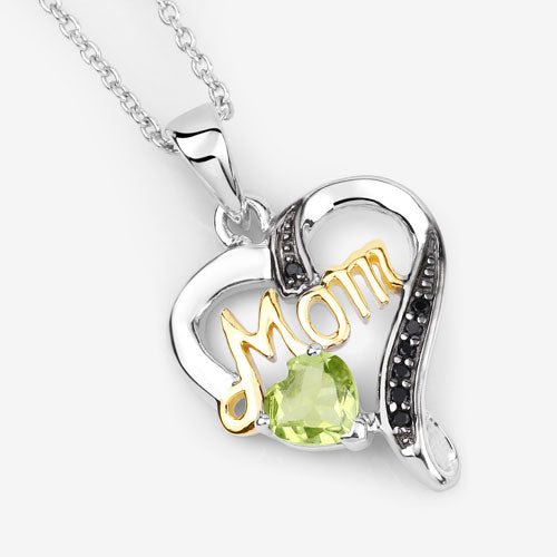 0.49 Carat Genuine Peridot and Black Spinel .925 Sterling Silver Pendant - Pendants - Custom Crafting Alliance, LLC