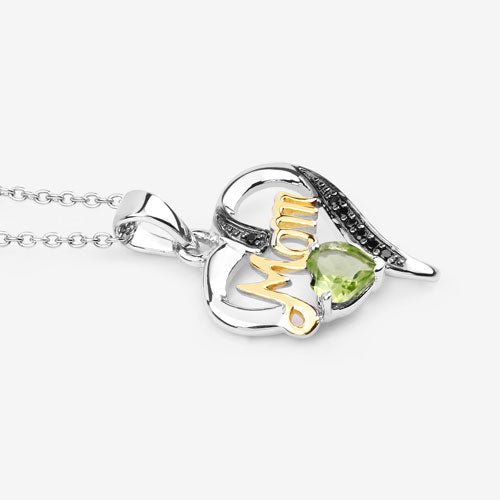 0.49 Carat Genuine Peridot and Black Spinel .925 Sterling Silver Pendant - Pendants - Custom Crafting Alliance, LLC